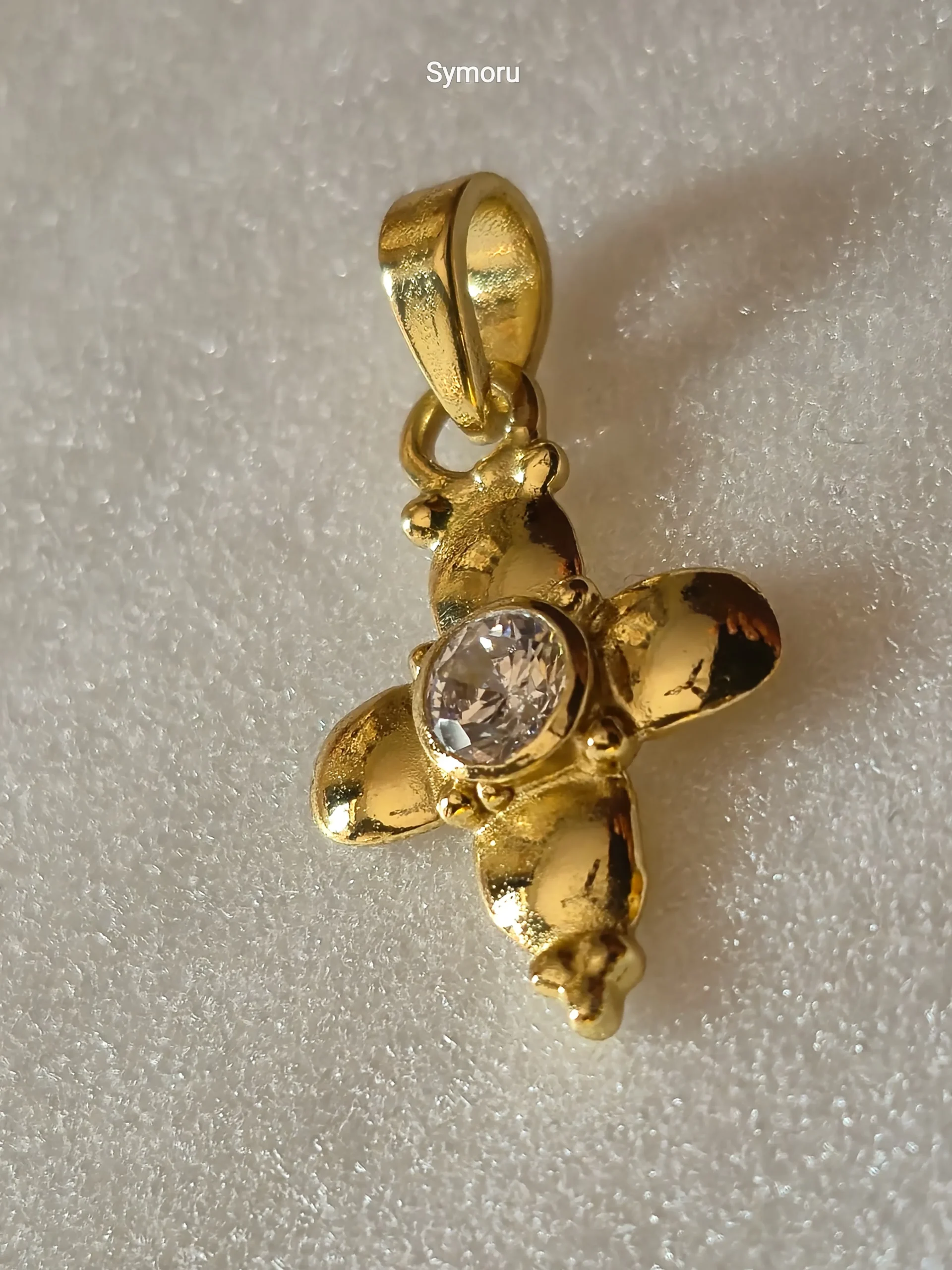 Gold Tone Brass Floral Cross CZ Pendant | Minimal Diamond Look Christian Cross Charm Necklace for Women | Elegant Faith Jewelry by Symoru - Image 6