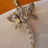 Gold Tone Brass CZ Dragonfly Pendant