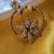 Gold Tone Brass Floral Circle CZ Pendant