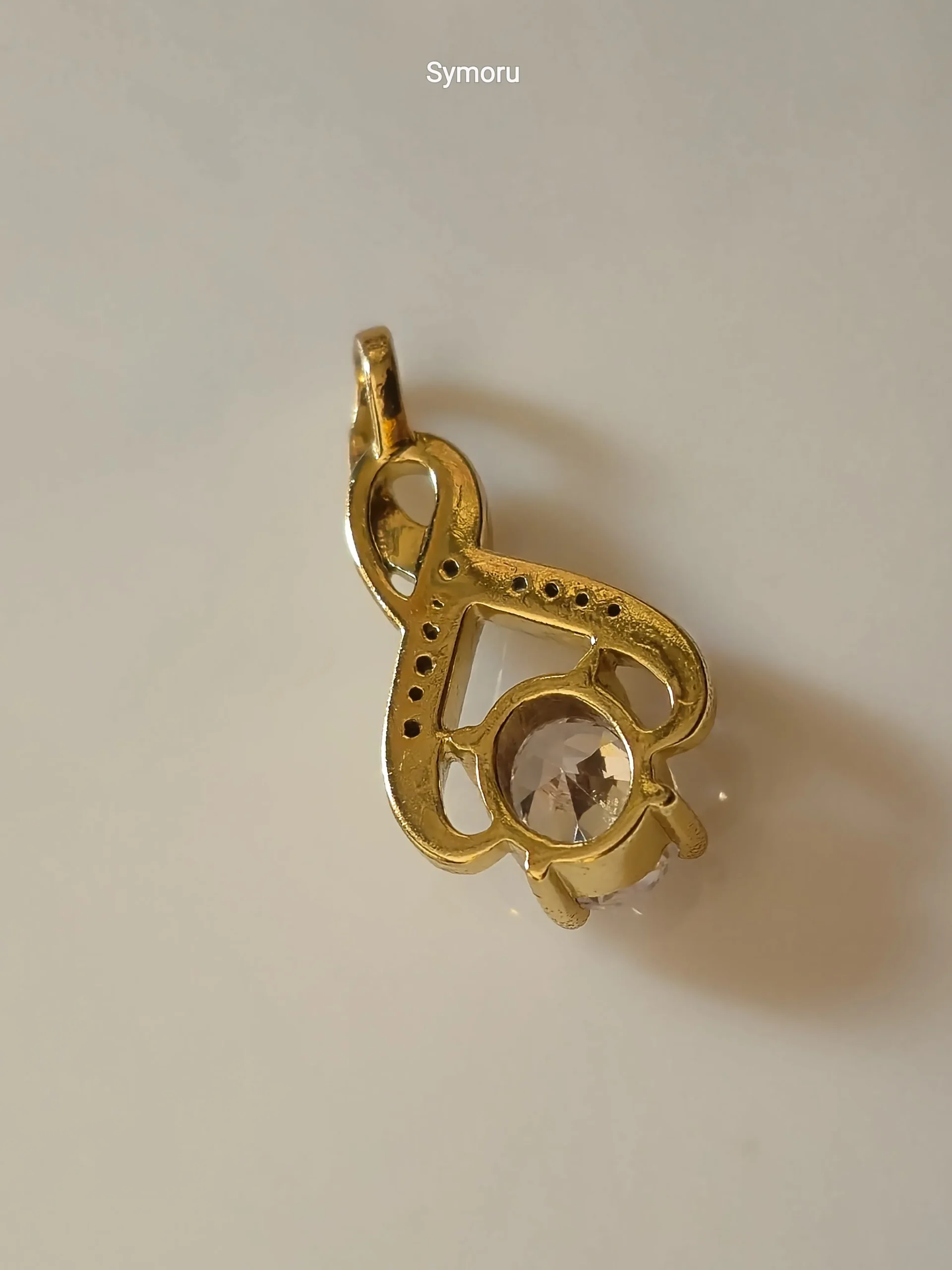 Gold Tone Brass Infinity Teardrop CZ Pendant | Elegant Diamond Look Solitaire Charm for Women | Minimal Luxury Necklace Pendant by Symoru - Image 3