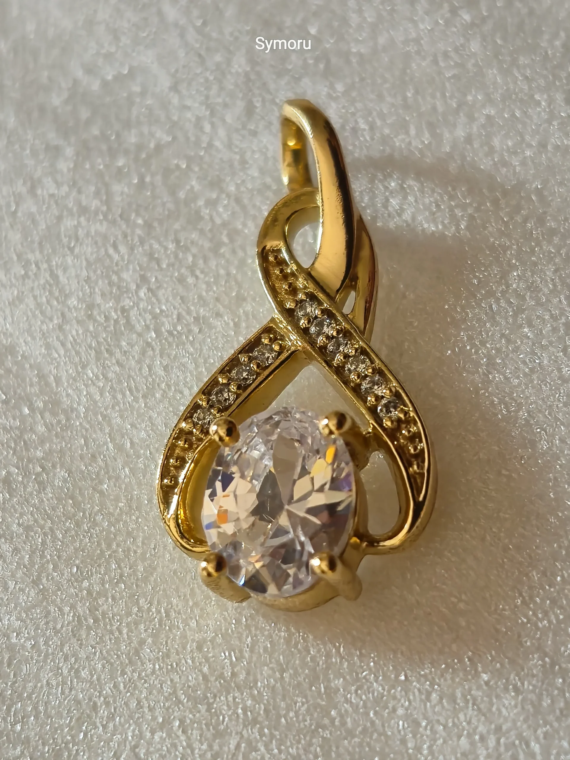 Gold Tone Brass Infinity Teardrop CZ Pendant | Elegant Diamond Look Solitaire Charm for Women | Minimal Luxury Necklace Pendant by Symoru - Image 5