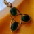 Gold Tone Brass Triple Green Onyx Look Pendant