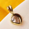 Gold Tone Brass Heart Shape CZ Pendant