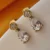 Gold Tone Brass Floral Stud with Pear Cut CZ Drop Earrings