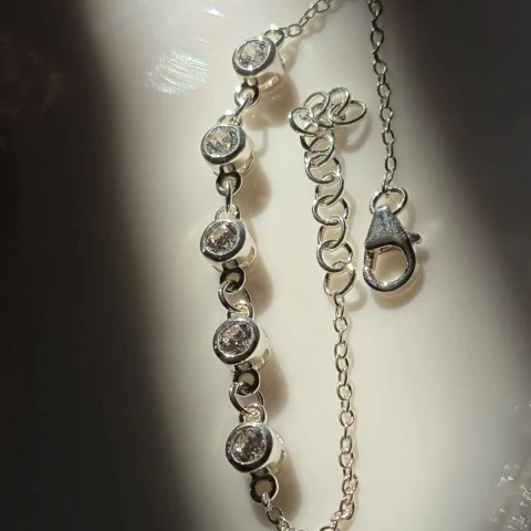 925 Sterling Silver Cubic Zirconia Station Bracelet