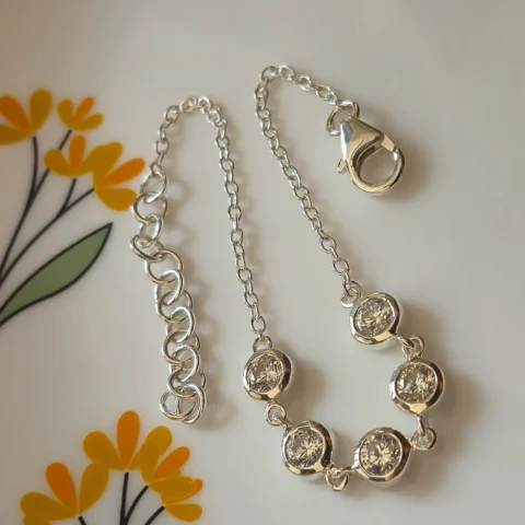 925 Sterling Silver Cubic Zirconia Station Bracelet