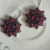Handcrafted Oxidized Brass Ruby Red Floral Drop Earrings