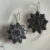 Black Stone Floral Brass Earrings