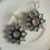 Multicolor Floral Brass Earrings | Oxidized Boho Statement Earrings | Handmade Ethnic Festival Jewelry for Women