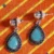 Oxidized Brass Teardrop Earrings with Teal Stone & Pearl Stud