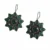 Green Stone Floral Brass Dangle Earrings with Oxidized Finish