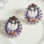 Purple Handpainted Enamel Brass Stud Earrings