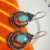 Oxidized Brass Aqua Green Stone Filigree Drop Earrings