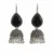 Oxidized Brass Black Stone Jhumka Earrings with Pearl Drops