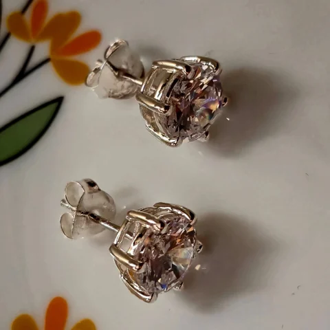 925 Sterling Silver Round Cut CZ Stud Earrings