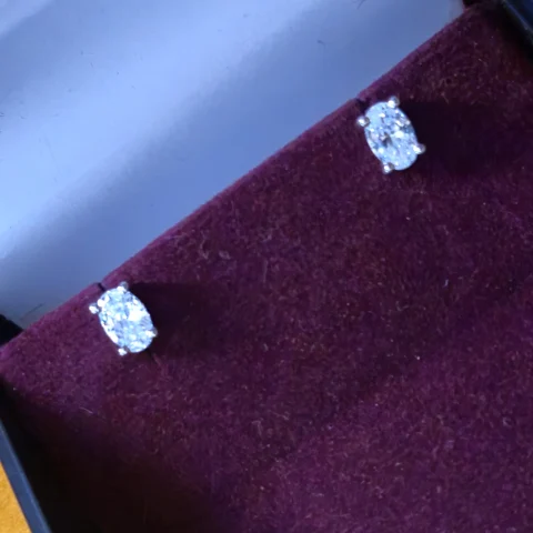 925 Sterling Silver Oval Cut CZ Stud Earrings