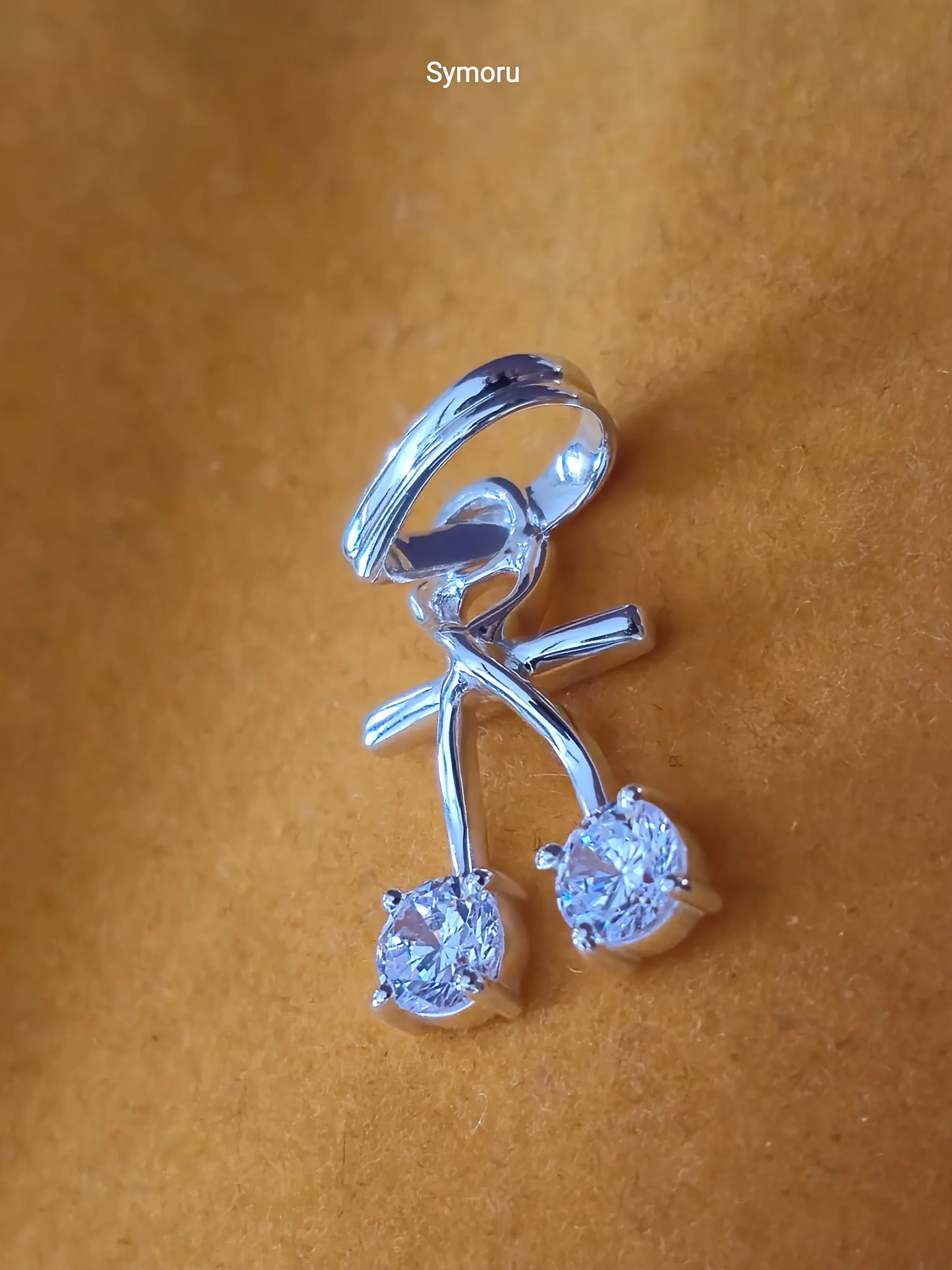 925 Sterling Silver Double Round Cut Zircon Cherry Pendant for Women | Twin Stone Branch Design Necklace Charm | Bridal & Party Jewelry - Image 3