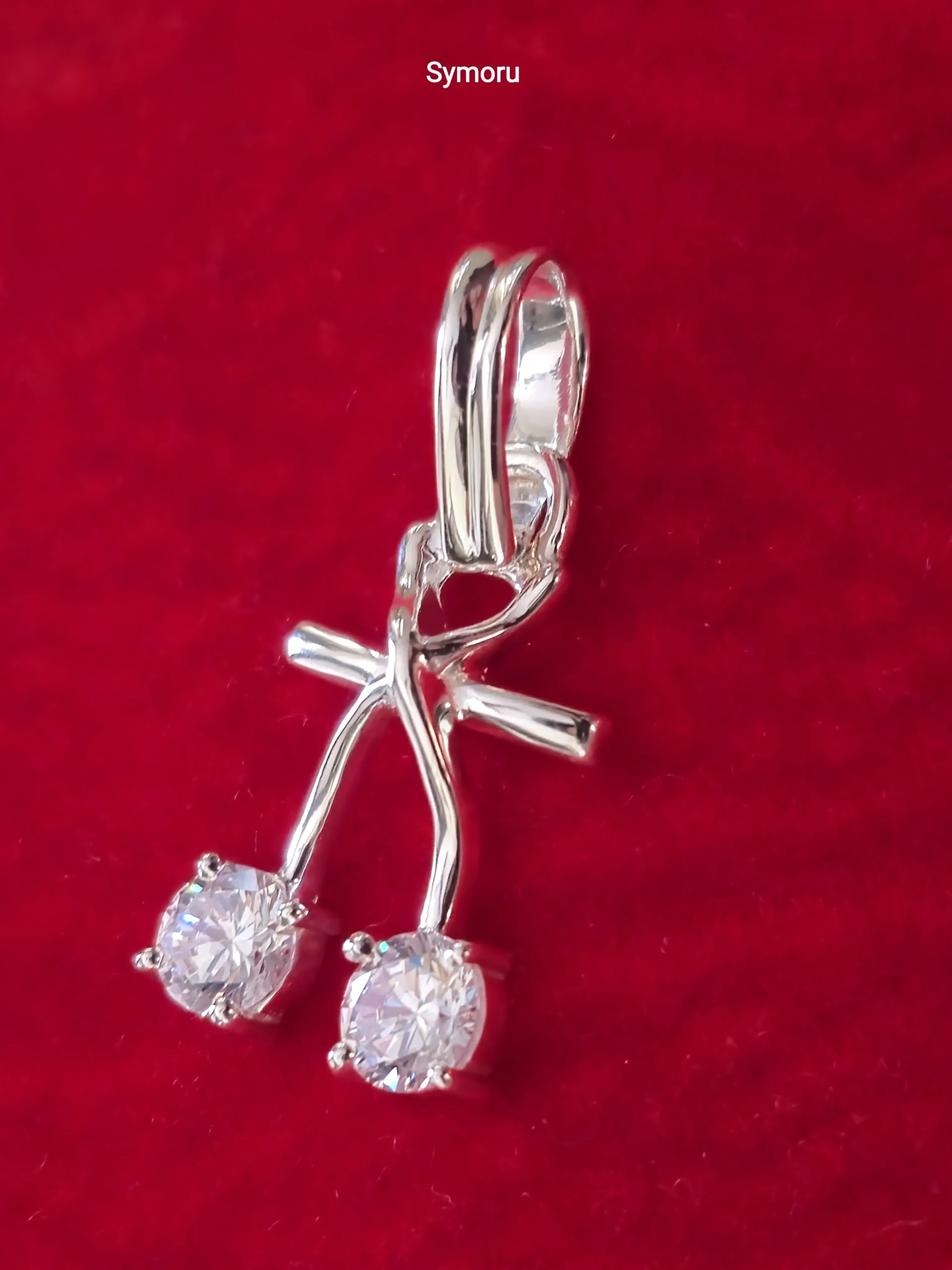 925 Sterling Silver Double Round Cut Zircon Cherry Pendant for Women | Twin Stone Branch Design Necklace Charm | Bridal & Party Jewelry - Image 6