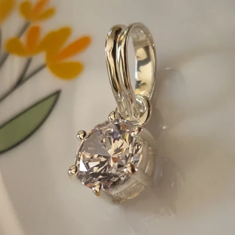 925 Sterling Silver Round Cut Zircon Solitaire Pendant for Women