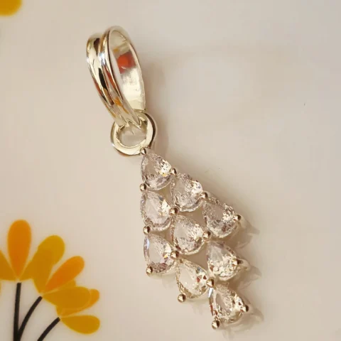 925 Sterling Silver Pear Cut Zircon Cluster Pendant for Women