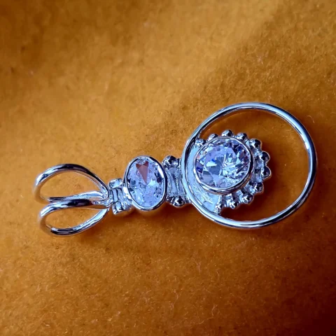 925 Sterling Silver Double Round Cut Zircon Halo Circle Pendant for Women