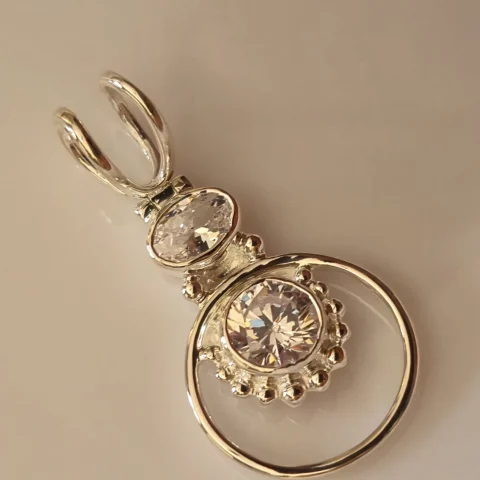 925 Sterling Silver Double Round Cut Zircon Halo Circle Pendant for Women