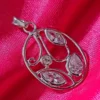 925 Sterling Silver Marquise & Round Cut Zircon Oval Pendant for Women