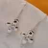 925 Sterling Silver Flower CZ Drop Earrings
