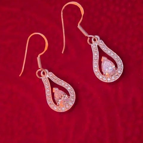 925 Sterling Silver Teardrop CZ Drop Earrings