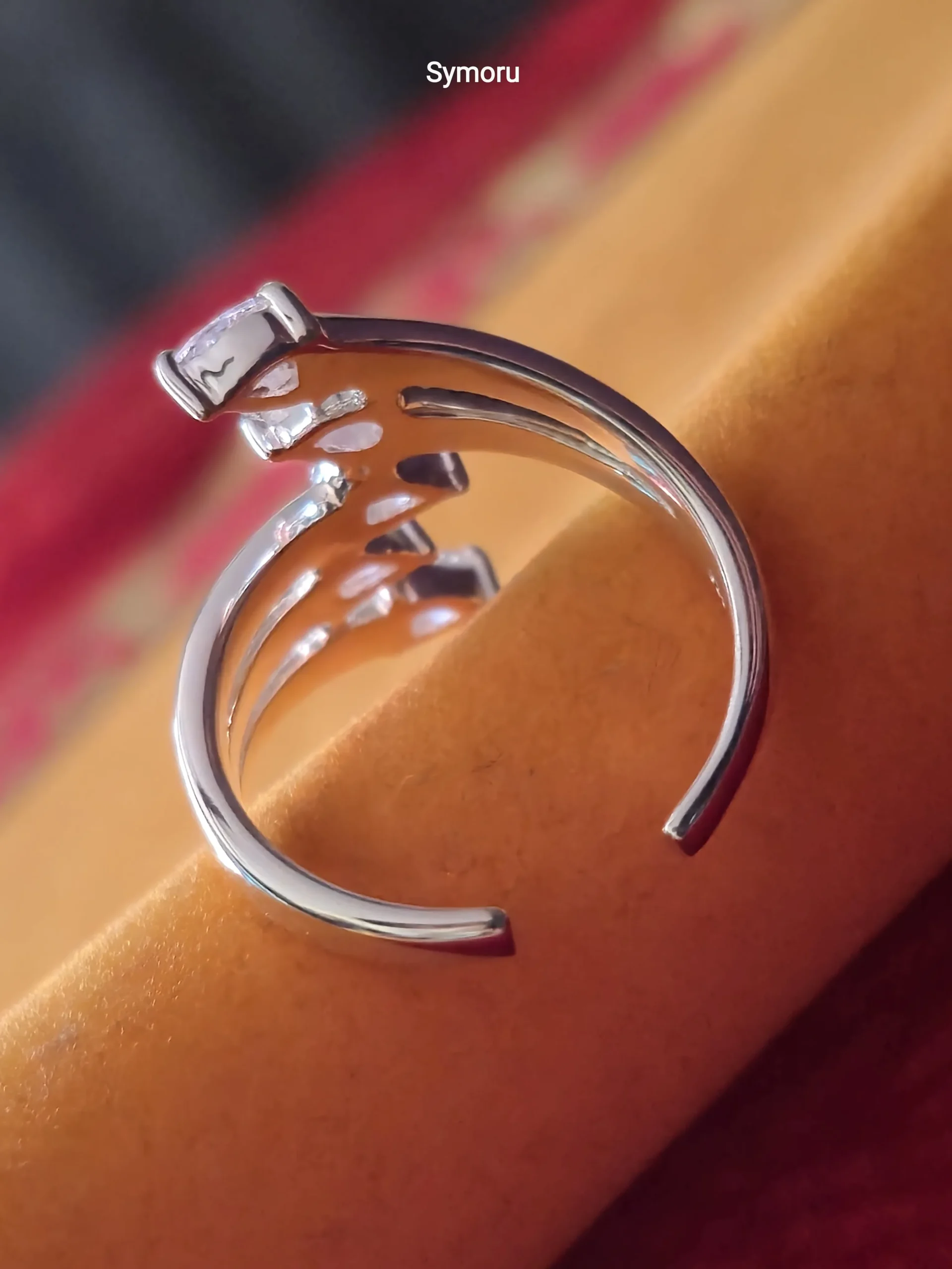 925 Sterling Silver Pear Cut Zircon Open Band Ring for Women | Adjustable & US Size 5–11 Available | Crown Design Statement Ring | SY-SL-RS-36451 - Image 2