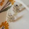 925 Sterling Silver Floral Cutwork Stud Earrings